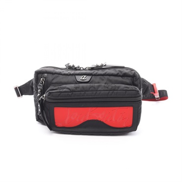Christian Loubideal Waist bum belt crossbody bag Nylon rubber Black Red Used