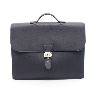 HERMES Sac Adepeche 38 Business bag Togo leather Navy Blue nuit Used mens Z SHW