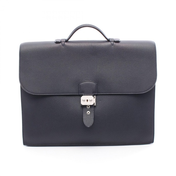 HERMES Sac Adepeche 38 Business bag Togo leather Navy Blue nuit Used mens Z SHW