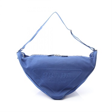PRADA CANAPA Triangle Shoulder Bag canvas Saffiano leather Blue Used mens