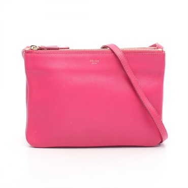 CELINE TRIO SMALL crossbody Shoulder Bag 187603 leather Pink Used Women