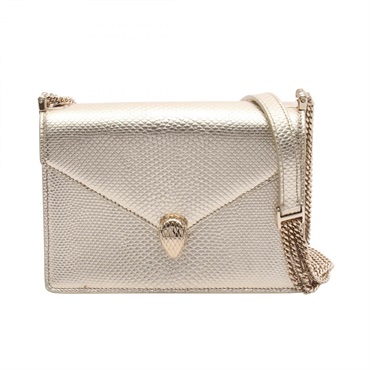 BVLGARI Serpenti Chain Shoulder Bag leather Gold Used Women