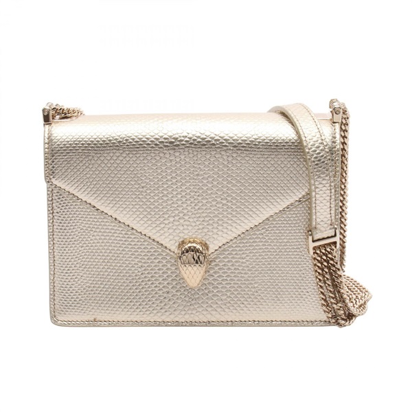 BVLGARI Serpenti Chain Shoulder Bag leather Gold Used Women