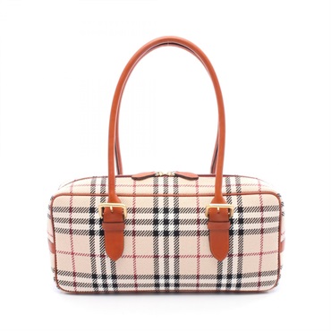 BURBERRY Shoulder Bag canvas leather Beige Brown Multicolor Used Women