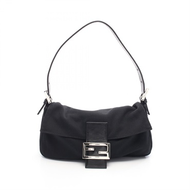 FENDI Mamma bucket shoulder Handbag 26424 leather Fabric Black Used Women