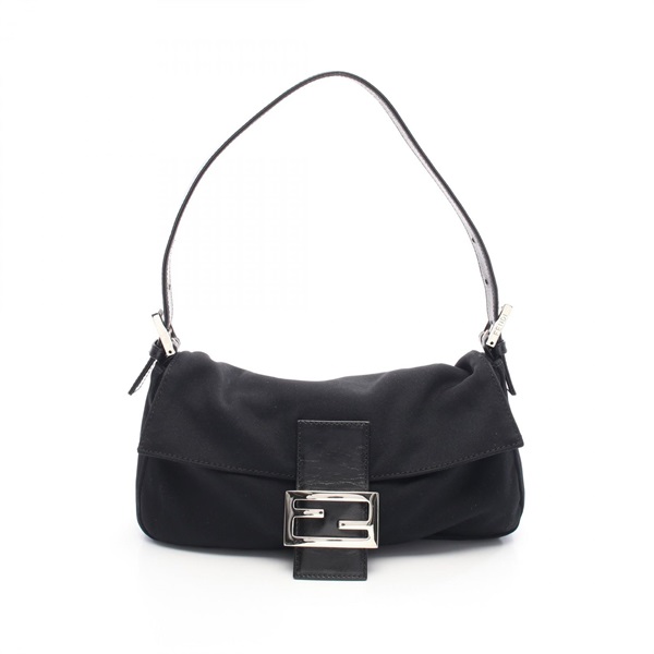 FENDI Mamma bucket shoulder Handbag 26424 leather Fabric Black Used Women