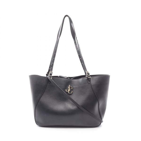 JIMMY CHOO Varenne Tote Shoulder Bag leather Black Used Women