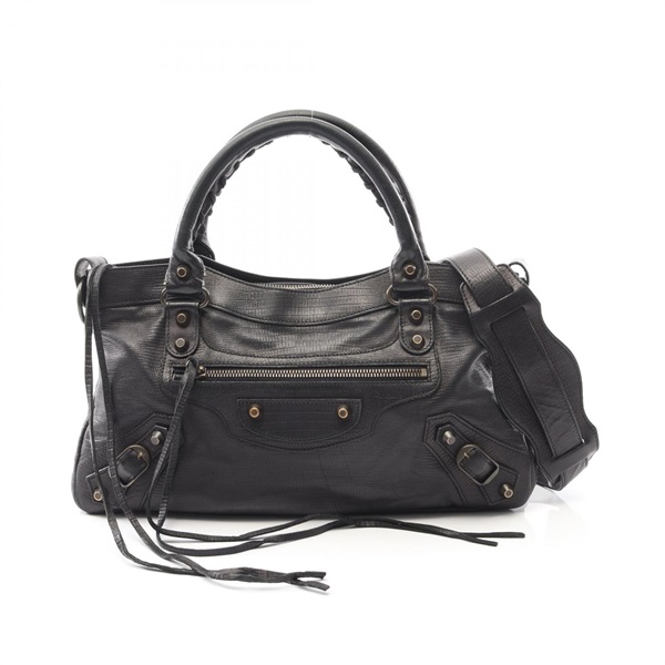 BALENCIAGA The first Shoulder Handbag leather Black Used Women