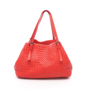 BOTTEGA VENETA Intrecciato Tote Bag leather Red Used Women BV