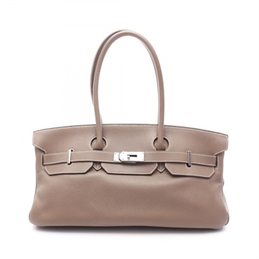 HERMES Shoulder Birkin Shoulder Bag Clemence leather Etoupe Grey Used N SHW