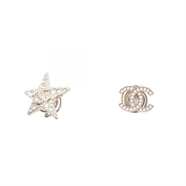 CHANEL COCO Mark Star Hair pin accessories Gold Plated Rhinestone Used Women CC