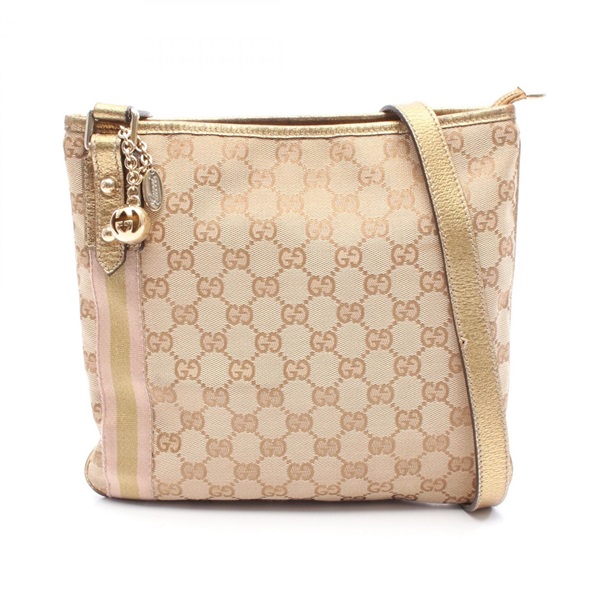 GUCCI GG canvas Shoulder Bag crossbody 144388 canvas leather Beige Used Women