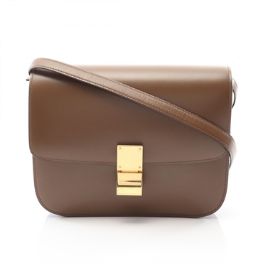 CELINE Classic Box Medium Shoulder Bag leather Brown Used Women GHW