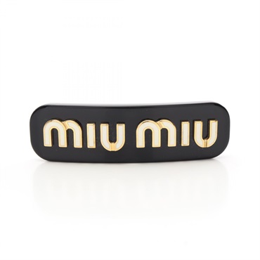 Miu Miu Valletta 5IF0712F72F0967 Gold Plated Plastic Black White NEW Women