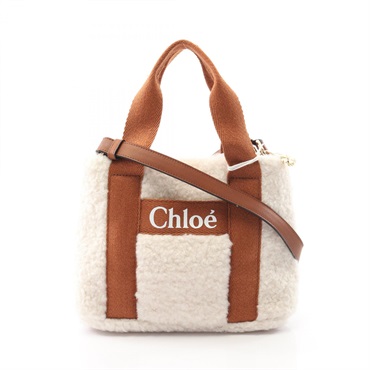 Chloe 2Way Shoulder Handbag C10323 148 polyester White Brown NEW Women