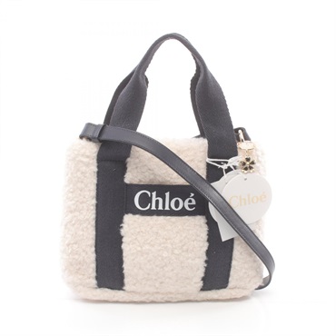 Chloe Shoulder Handbag C10323 N78 polyester White Navy NEW Women
