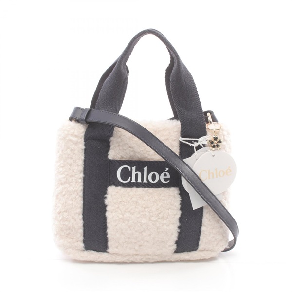 Chloe Shoulder Handbag C10323 N78 polyester White Navy NEW Women