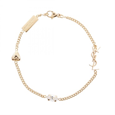 SAINT LAURENT PARIS Cassandra heart charm Bracelet 701950 Y1526 9137 S NEW Women