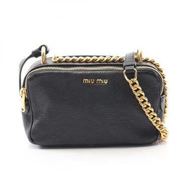 Miu Miu chain Shoulder Bag leather Black Used Women