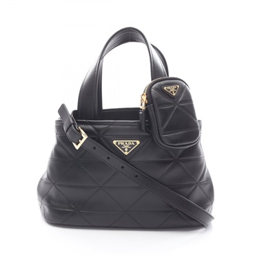 PRADA shoulder crossbody Handbag leather Black Used Women