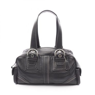 COACH Shoulder Handbag leather Black Used Women