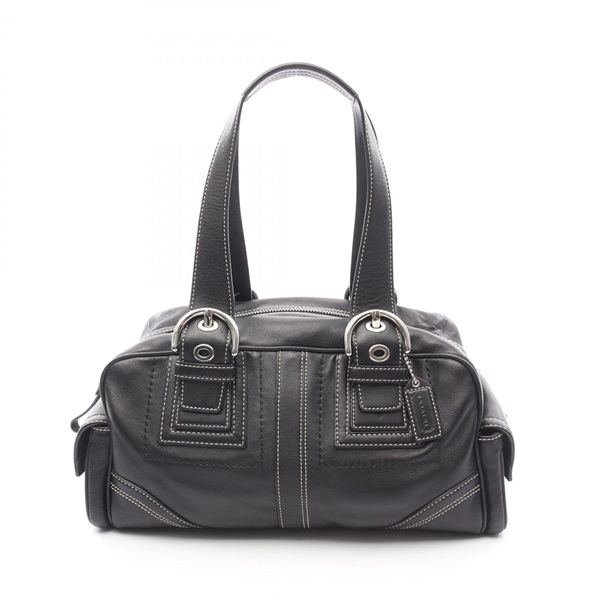 COACH Shoulder Handbag leather Black Used Women