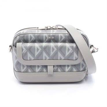 Chrisitan Dior HIT THE ROAD CD Diamond Messenger Pouch Shoulder Bag canvas gray
