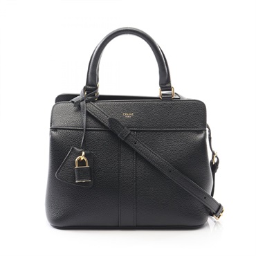 CELINE Small Cabas de France shoulder crossbody Handbag leather Black Used Women