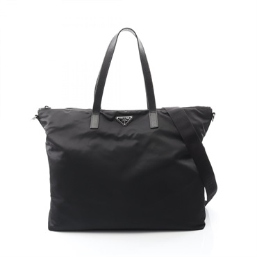PRADA Tote shoulder crossbody Bag 2VG024 Nylon Saffiano leather Black Used Women