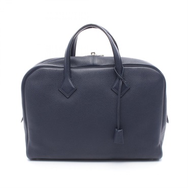 HERMES Victoria 2 12H Business bag Clemence leather Navy Blue nuit Used A SHW