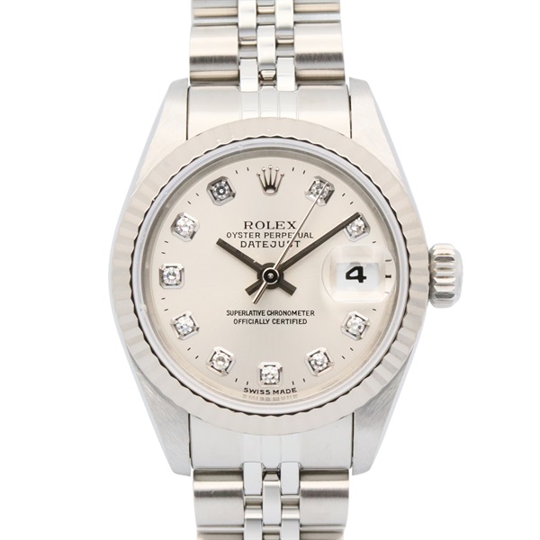 ROLEX Datejust 10P Diamond U Wrist Watch 69174G Auto 18KWG Gold SS Used women