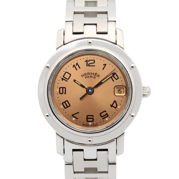 HERMES Clipper Wrist Watch CL4.210 Quartz Stainless Steel Used Women