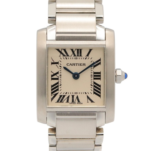 CARTIER Tank francaise SM Wrist Watch W51008Q3 Quartz Stainless Steel Used Women