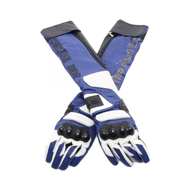 Christian Dior Long Gloves 25GLO750G900529S leather Blue Black #S Used Women CD