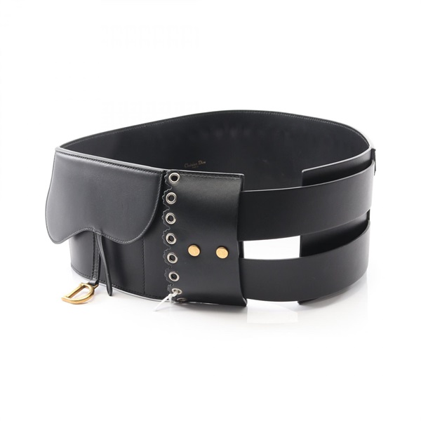 Christian Dior SADDLE Belt B0491CWGH90085 leather Black Women #85
