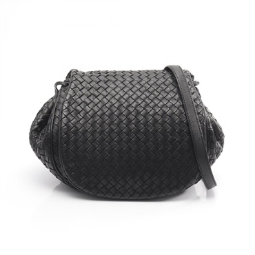 BOTTEGA VENETA Intrecciato Shoulder Bag 245342 leather Black Used Women