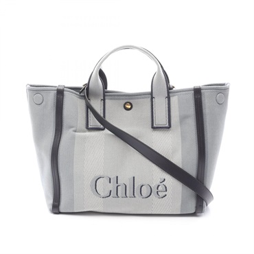 Chloe Carry Tote Shoulder Bag CHC25SS910O65485 canvas leather Blue NEW Women