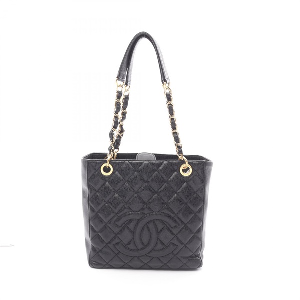 CHANEL Matelasse PST Chain Shoulder Tote Bag A50994 leather Black Used Women GHW