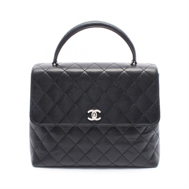 CHANEL Matelasse Handbag A12397 leather Grained calfskin Black Used Women SHW CC