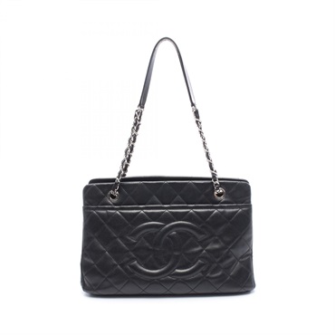 CHANEL Chain Shoulder Bag leather Grained calfskin Black Used Women SHW CC Coco