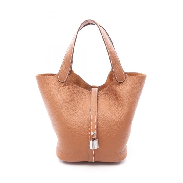 HERMES Picotin Lock MM Handbag 060991CK Clemence leather Gold Used Women SHW K