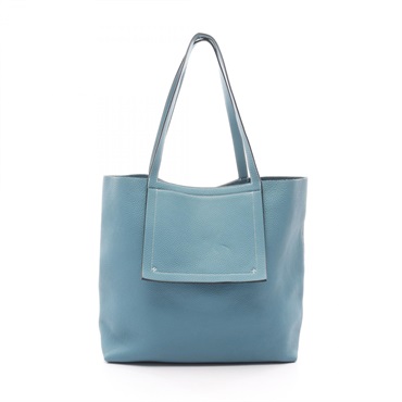 HERMES Caba sellier 46 Tote Bag Clemence leather New Blue Jeans Used Women W