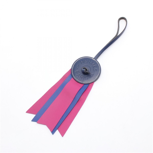 HERMES Paddock Flot Sellier charm Hunter leather Agneau milo Navy Pink used