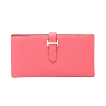 HERMES Bearn Soufflet Bifoldpurse Epsom leather Rose azalee Used Women SHW B