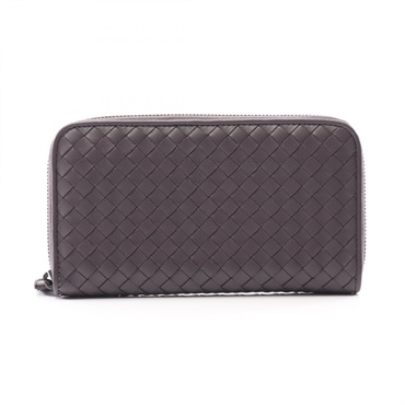 BOTTEGA VENETA Intrecciato Around long wallet leather Purple Used unisex BV