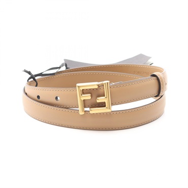 FENDI FF logo belt 8C0648AAIWF1AVA90 leather Beige #90/36 NEW Women