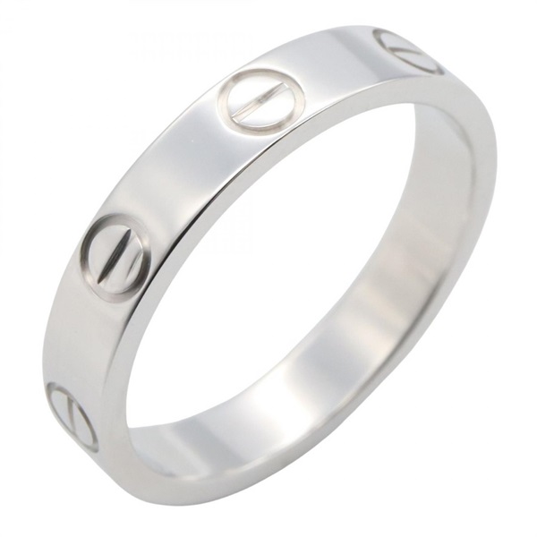 CARTIER Mini Love Ring 18KWG White Gold Used unisex US size 5 #50