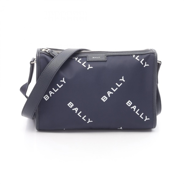 BALLY Shoulder Crossbody Bag Nylon leather Navy Used Women Logo