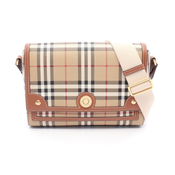 BURBERRY Nova check Shoulder Bag canvas leather Beige Brown Multicolor Women