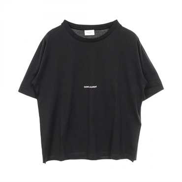 SAINT LAURENT PARIS Mini Logo T-shirt 460876YB2DQ1000S cotton Black #S NEW Women